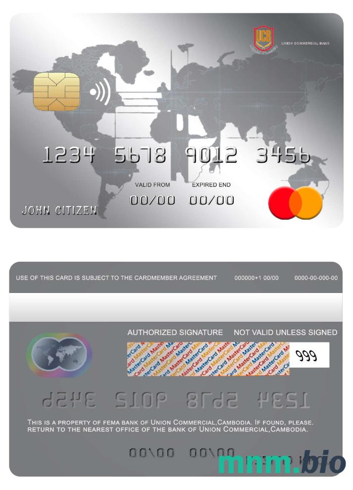 Cambodia Union Commercial bank przykład karty mastercard w formacie PSD